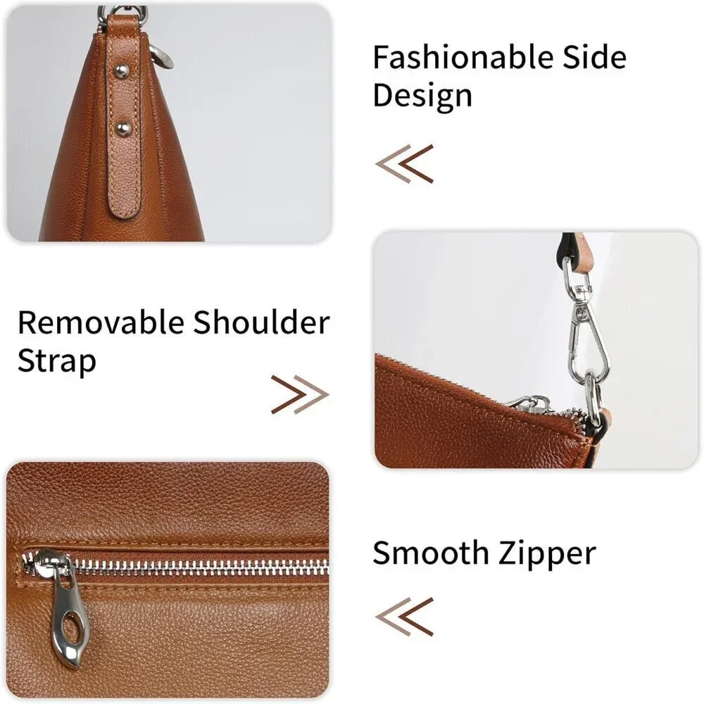 Women's Leather Crossbody Hobo Bag Lightweight with Adjustable Straps